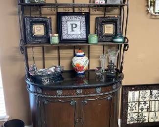 Bar Cabinet / Bakers Rack
Tile top
Top and bottom separate
4’ across x 20” deep x 7’ tall
Must be able to move and load yourself.