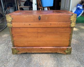 Pine Chest with Brass Corners
