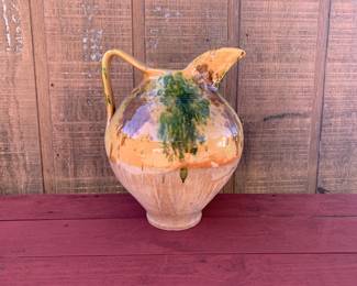Terra Cotta Glazed Pitcher