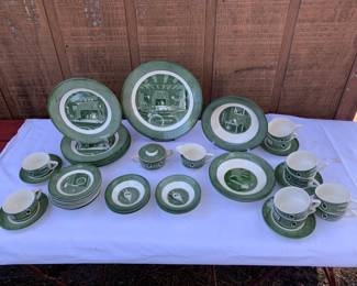 Green Colonial Homestead Dinnerware by Royal