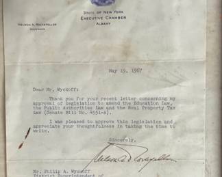 Historical Document signed by Nelson Rockefeller
