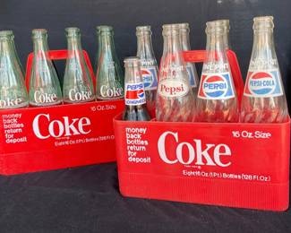 Coke Coca Cola Carriers and Bottles. Pepsi bottles