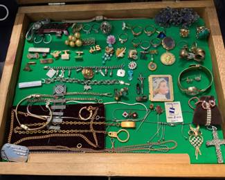 Costume Jewelry in Display Case