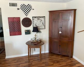 Primitive Checkerboards, Table, Walnut Corner Cabinet