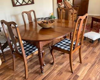 Hardwood Dining Table and Chairs, with leaves
