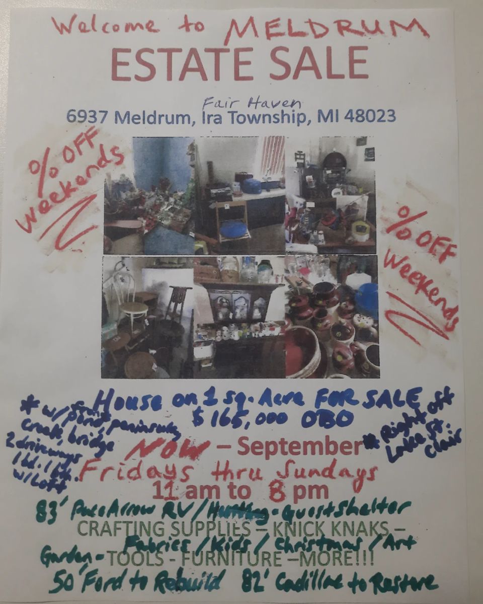 Huge Estate Sale in Fair Haven, MI starts on 9/8/2023