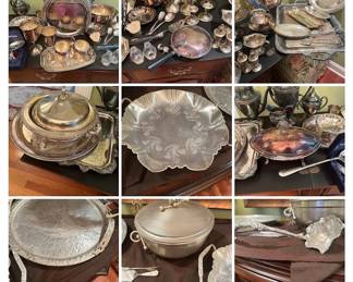 silver plate, silver and hammered aluminum