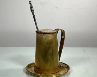 (2PC) CAPE COD BRASS ITEMS | Includes brass stein with lid and small round brass platter. -  h. 6.25 x dia. 6.75 in