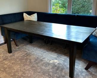 DARK OAK DINING TABLE | Solid oak dining table. - l. 82.25 x w. 38.25 x h. 29.5 ft
