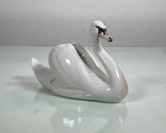 ROYAL COPENHAGEN SWAN | Painted ceramic swan stamped Royal Copenhagen Denmark on bottom. -  l. 7 x w. 3 x h. 4.25 in