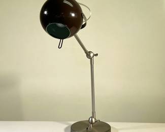 ROUND DESK LAMP | Brown orb desk lamp with 2 adjustable arms. - h. 31.5 x dia. 7.5 in (straight up)