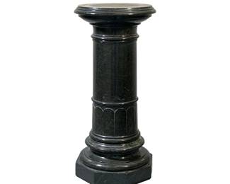 ROTATING GRANITE PEDESTAL | Large black granite pedestal with rotating top. - h. 34 x dia. 15.5 in