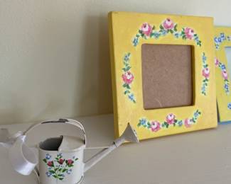 Many pieces of hand painted picture frames and keepsake boxes in the Baurenmalerei style.  $35-10 price range.