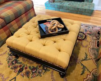 Ottoman is 36" square and 18" tall