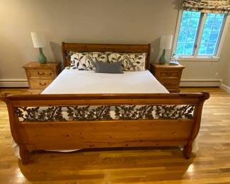 Colonial Pine king sized bed.  80" wide, 94" length