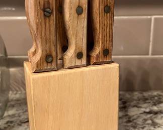 6 Farberware Wood Handled Old Homestead Stainless Serrated Steak Knives