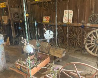1. Selection of weather vanes and wagon wheels, various sizes and prices, come check them out!  