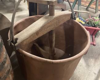 50. Copper cauldron with mixer. $325