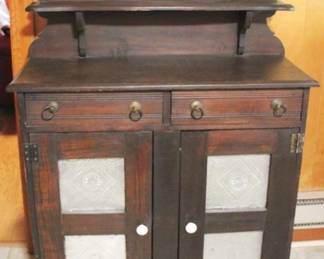 1 - 1860 Punched Tin Front Antique Server 38" x 15" x 55"
