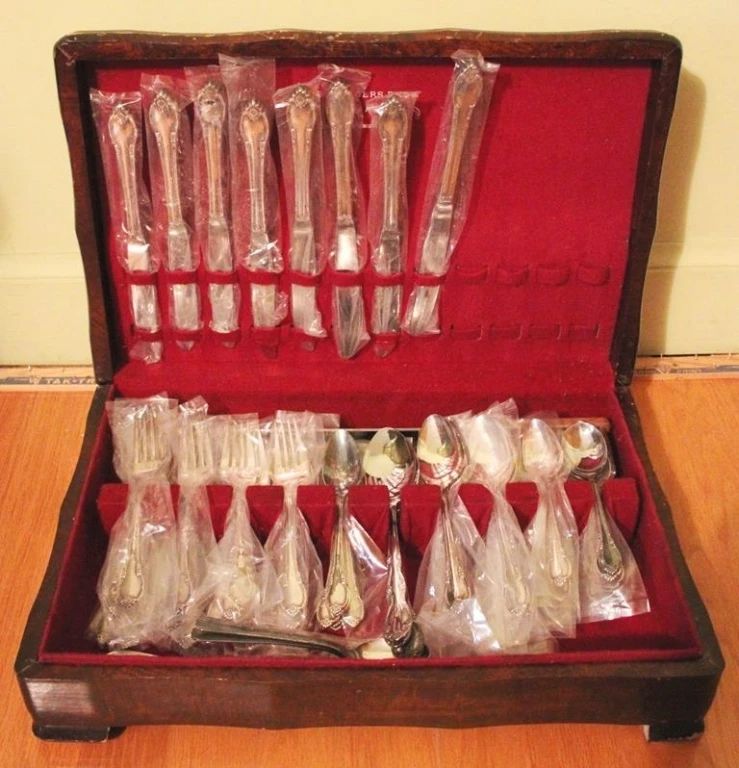 9 - 54 pc. Rodgers Silver Plated Silverware Set in Box
