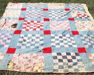 110 - Antique Quilt (As is/Worn/Damaged) - 86" x 72"

