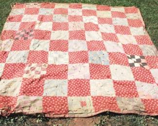 120 - Antique Quilt (As is/Worn/Damaged) - 72" x 78"
