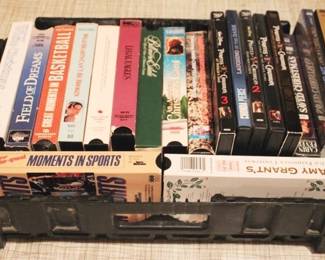 143 - Tray Lot of Assorted VHS Tapes and DVDs

