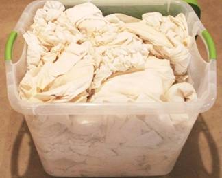 166 - Plastic Tote w/ Linens
