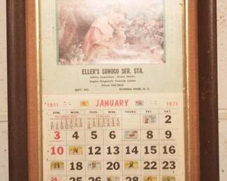 227 - 1971 Eller's Sunoco Framed Calendar - 15" x 12"
