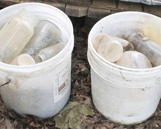 383 - 2 Buckets of Glass Jars/Bottles
