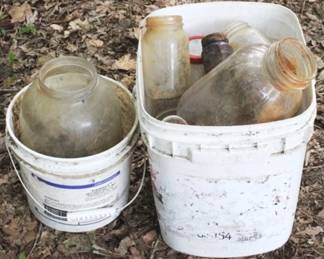 386 - 2 Buckets of Glass Jars/Bottles
