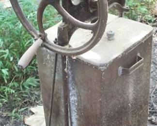 524 - Antique Metal Churn - 12" x 31" x 16"
