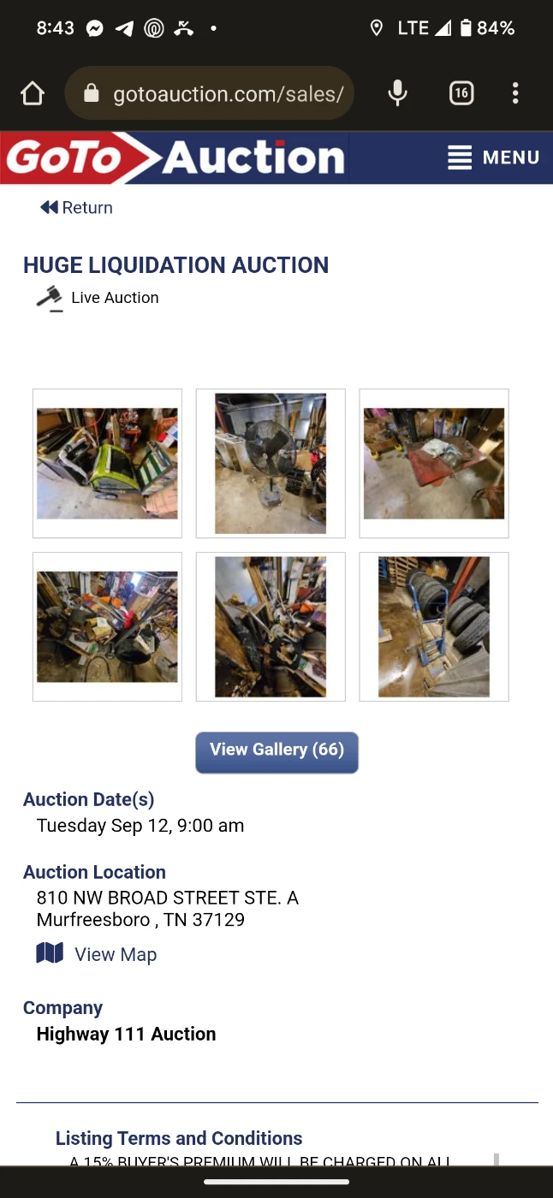 Warehouse Liquidation auction in Murfreesboro, TN starts on 9/12/2023