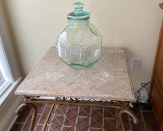 Set of square marble top indoor / outdoor accent tables
