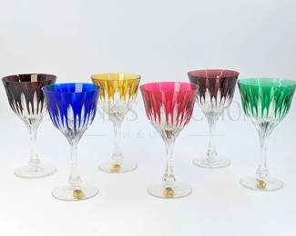 dresden cut crystal stems multi colored 