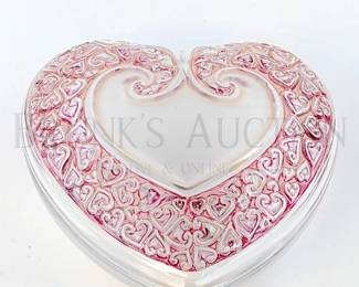 lalique crystal heart trim lidded box trinket box