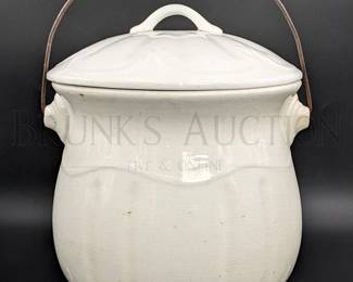 ironstone lidded pot with handle