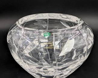 ORREFORS CRYSTAL BOWL MADE IN SWEDEN - PAPER LABELED 6"T X 8....