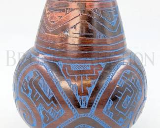 MARIVALDO BRAZILIAN POTTERY VASE SIGNED ON THE BOTTOM 7" T