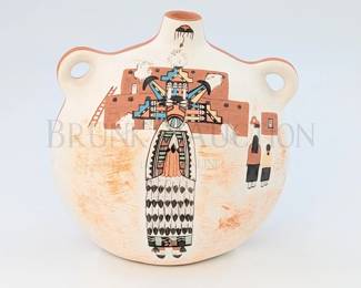 JOY NAVASIE "YELLOW FLOWER" (1919-2012) POTTERY VASE HOPI-...
