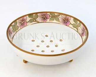 NIPPON BERRY BOWL W/ GOLD RIM & DRAIN HOLES IN THE BOTTOM HA...