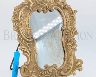 VICTORIAN GOLD GILT TABLE-TOP MIRROR CHERUBS AND FLOWERS...