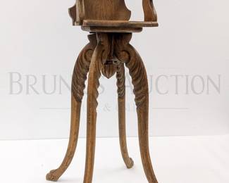 ANTIQUE - VICTORIAN CARVED OAK HIGH CHAIR W/ RECLINING SEAT...