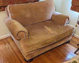 oversized upholstered chair with matching ottoman