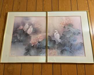 127 Lena Liu Solitude Togetherness Heron Lithograph Set min