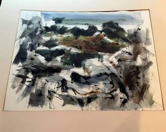 127 Morton Grossman Expressionist Abstract Reed Island Watercolormin