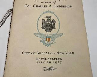 127 Statler Hotel 1927 Lindbergh Banquet Menumin