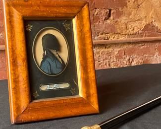Extremely rare Aaron Burr Gold presentation cane and Rare Federal Period Aaron Burr silhouette