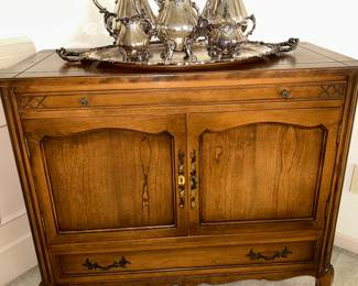 "Rway" Server with Wallace "Grand Baroque" Tea Set atop