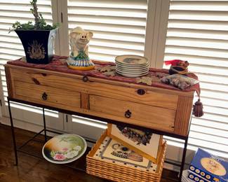 Pine over wrought iron table